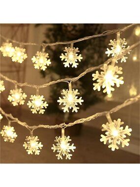Christmas Lights, 20 Ft 40 LED Snowflake String Lights Battery Operated